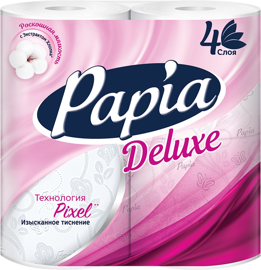 Бумага туалетная PAPIA Deluxe 4-слоя, 4шт