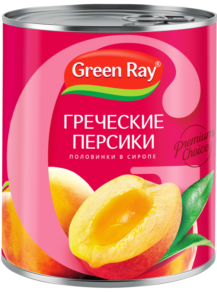 Персики GREEN RAY Греческие, половинки в легком сиропе