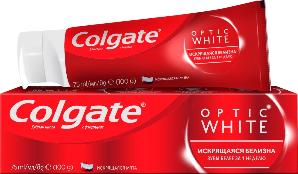 Зубная паста COLGATE Optic White Искрящаяся белизна отбеливающая, 75мл