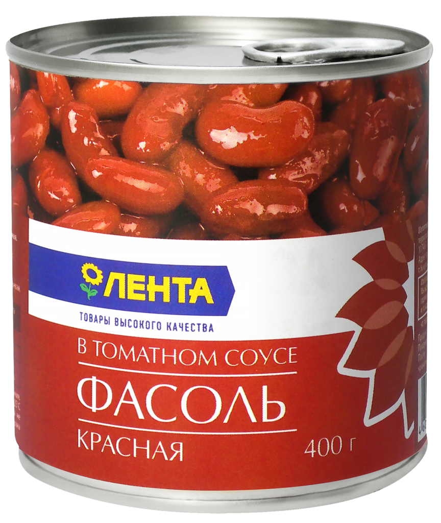 Фасоль красная ЛЕНТА Кидни в томатном соусе крышка-ключ