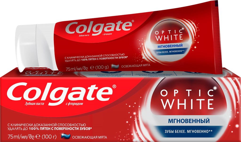 Зубная паста COLGATE Optic White Мгновенный, 75мл