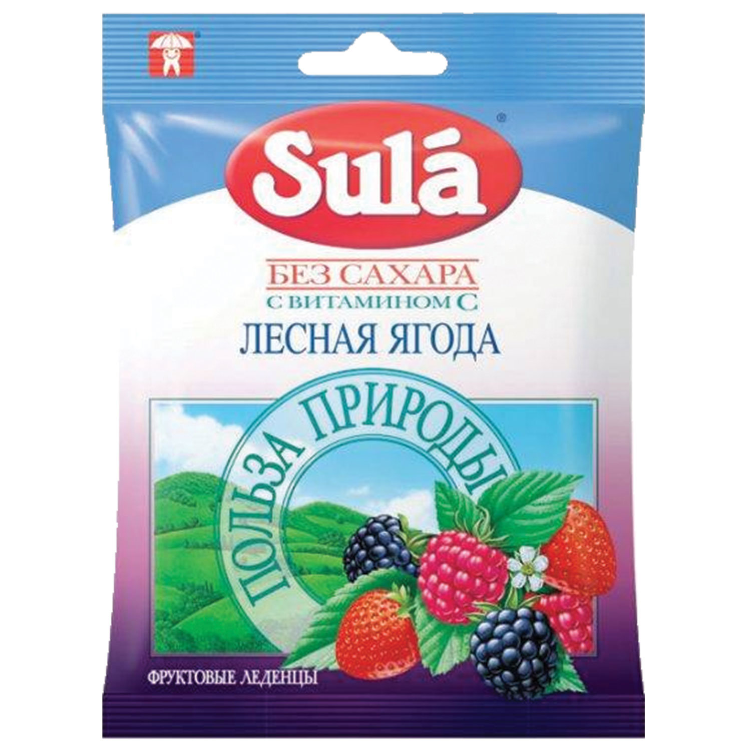 Карамель леденцовая SULA Лесная ягода со вкусом малины, клубники и ежевики, без сахара,60г
